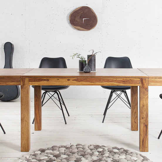 Dining table LAGOS 120-200cm with pegboards sheesham
