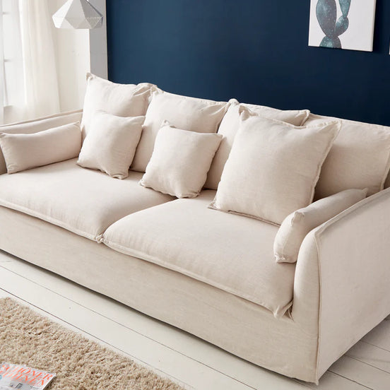 Kanapé HEAVEN 200 cm 3 személyes rugós mag levehető huzat linen nature
