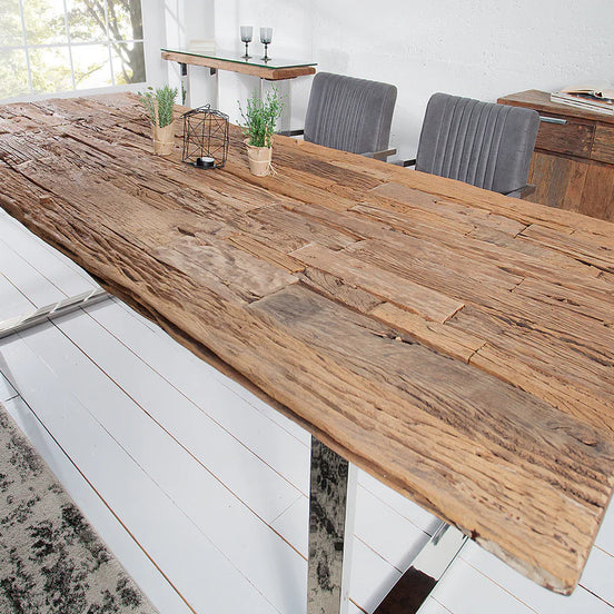 Dining table EUPHORIA BARRACUDA 240cm recycled solid 40mm teak wood