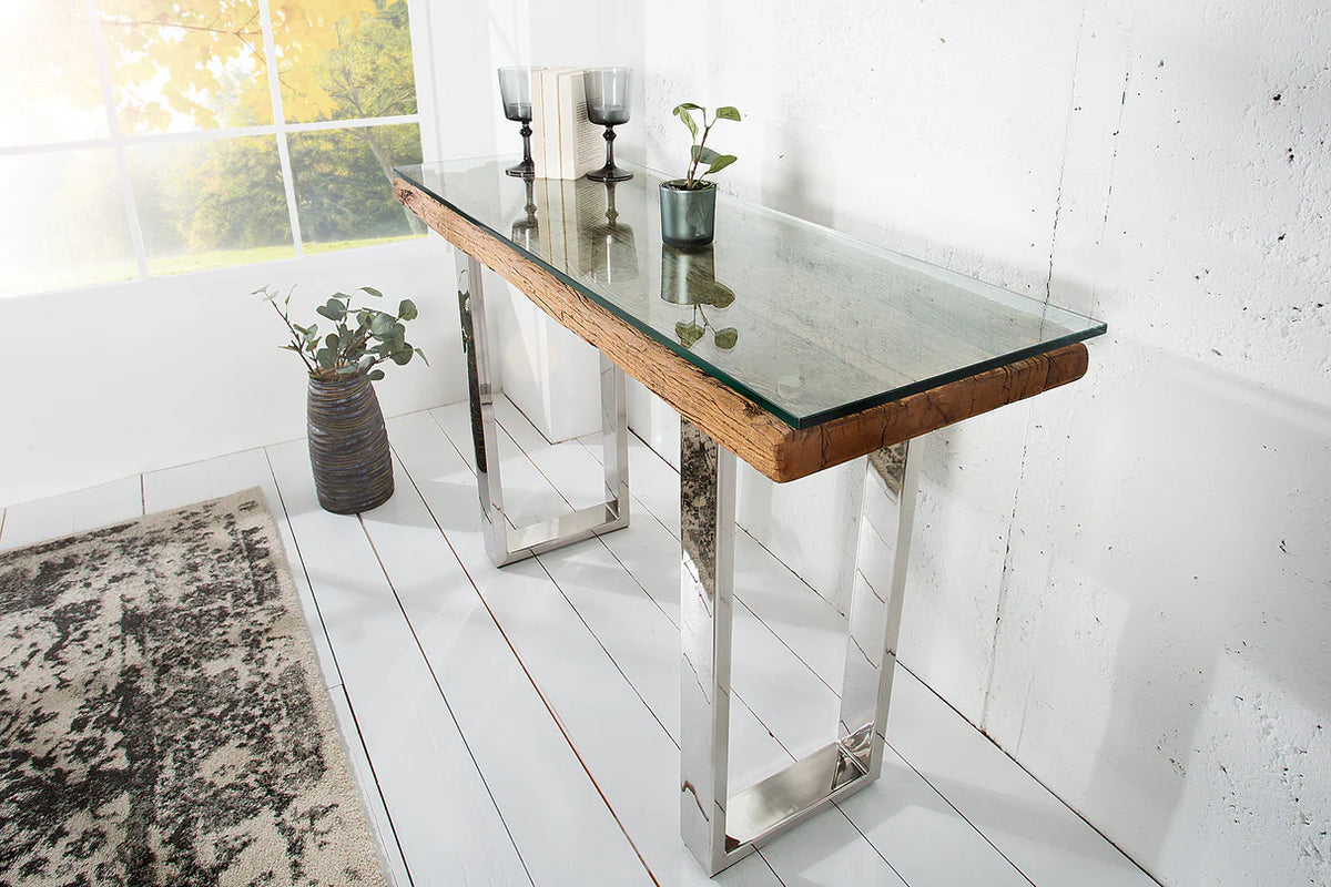 EUPHORIA BARRACUDA Console Table 120cm recycled solid teak wood w/o glass top
