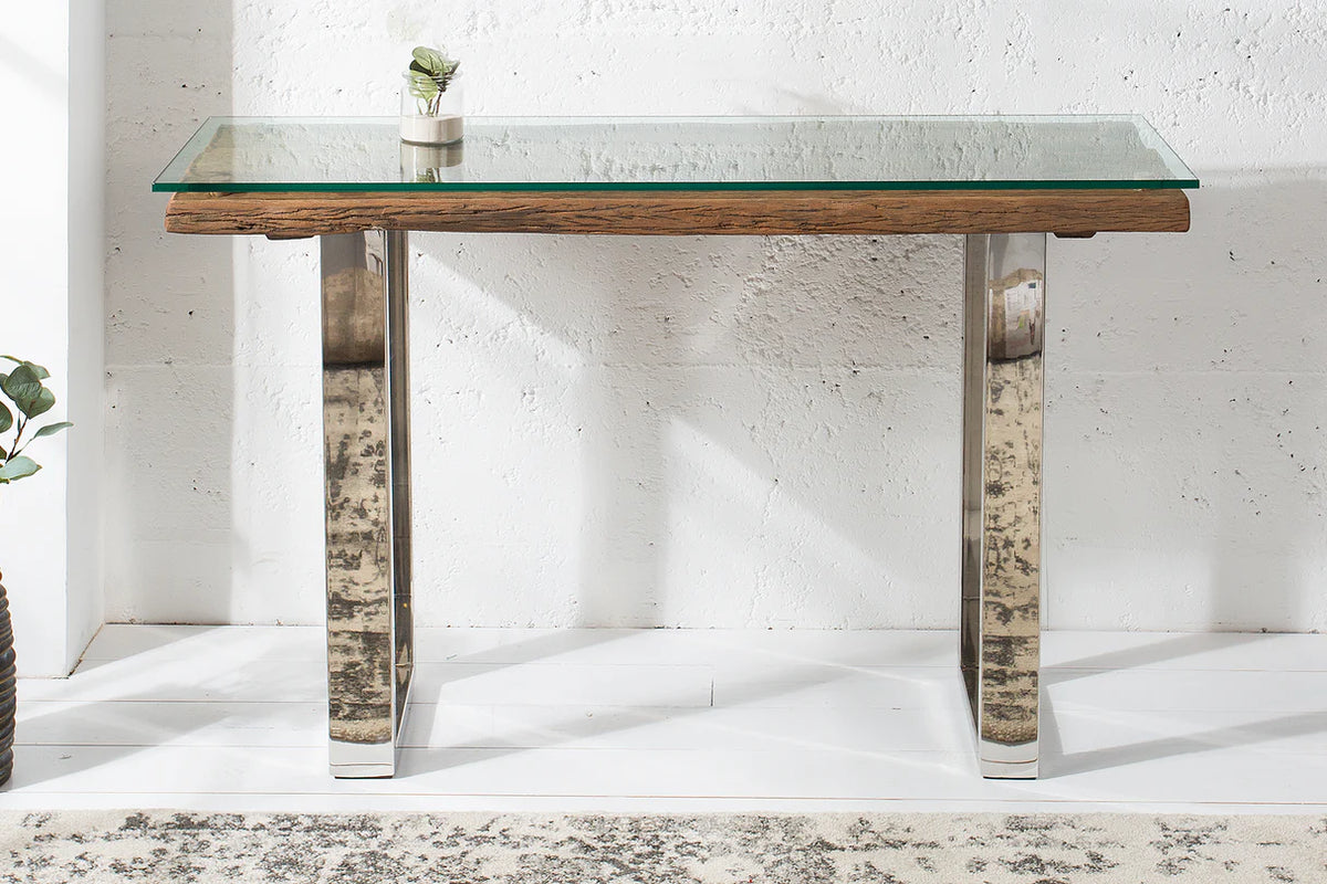 EUPHORIA BARRACUDA Console Table 120cm recycled solid teak wood w/o glass top