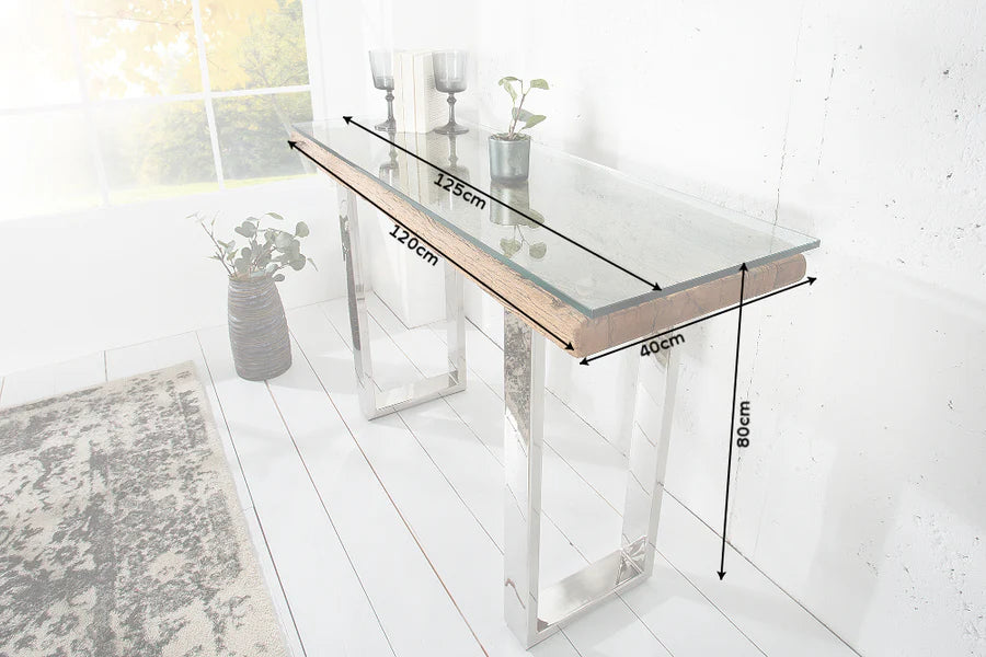 EUPHORIA BARRACUDA Console Table 120cm recycled solid teak wood w/o glass top