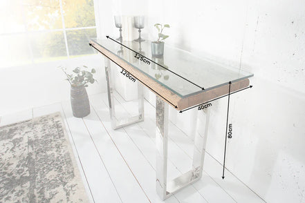 EUPHORIA BARRACUDA Console Table 120cm recycled solid teak wood w/o glass top