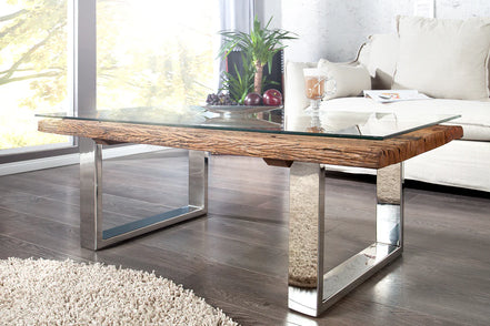 EUPHORIA BARRACUDA coffee table, 110 cm, recycled solid 40 mm teak wood, without glass top
