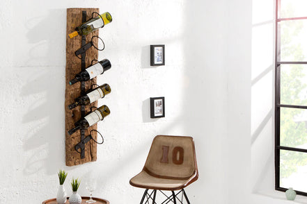 EUPHORIA BARRACUDA wall-mounted wine rack, 100cm, solid teak wood