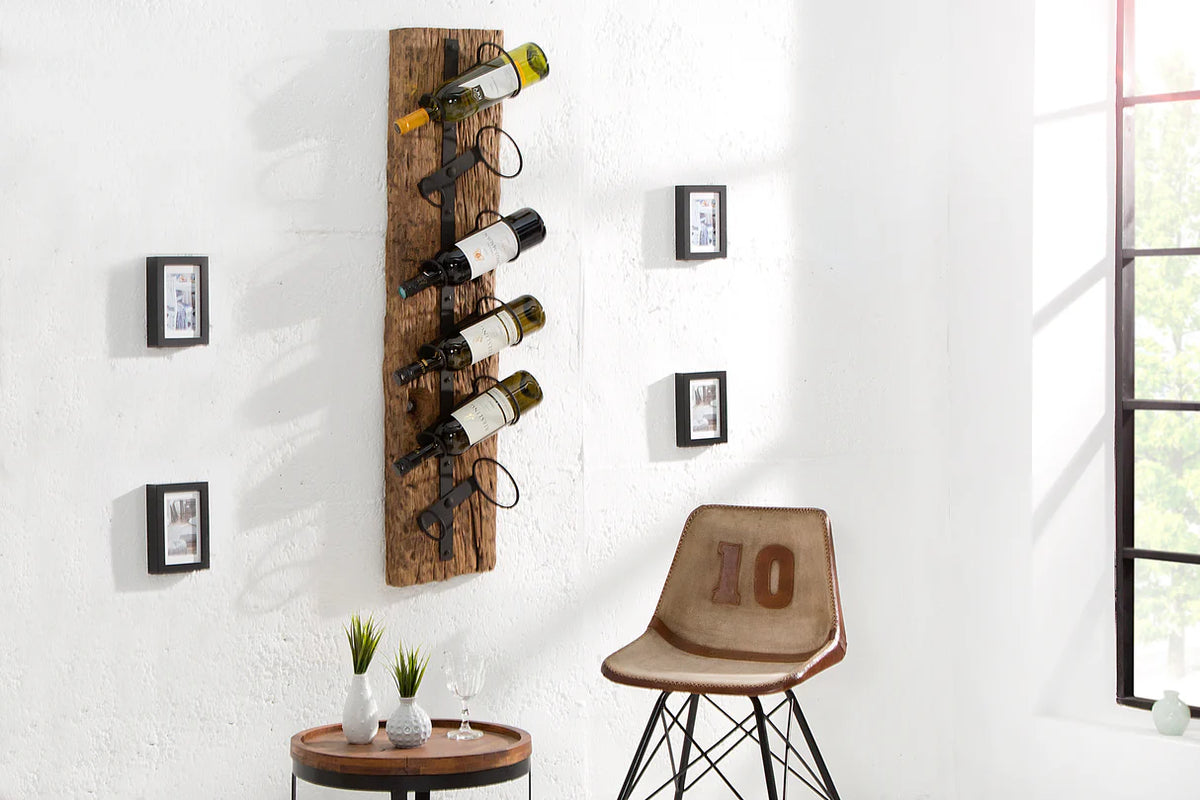 EUPHORIA BARRACUDA wall-mounted wine rack, 100cm, solid teak wood
