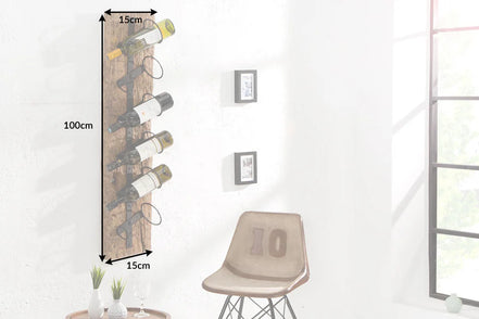 EUPHORIA BARRACUDA wall-mounted wine rack, 100cm, solid teak wood