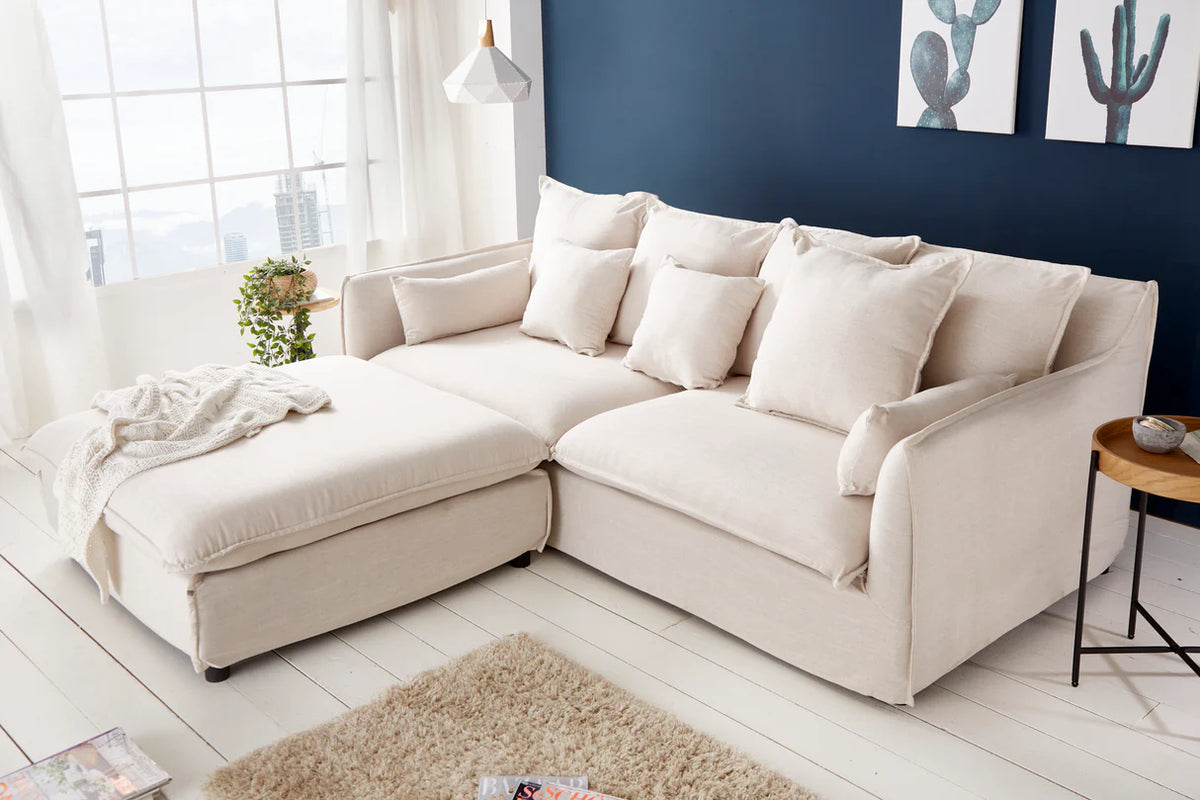 Lábtartó HEAVEN 100 cm texturált szövet linen natúr levehető huzat