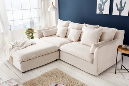 Lábtartó HEAVEN 100 cm texturált szövet linen natúr levehető huzat