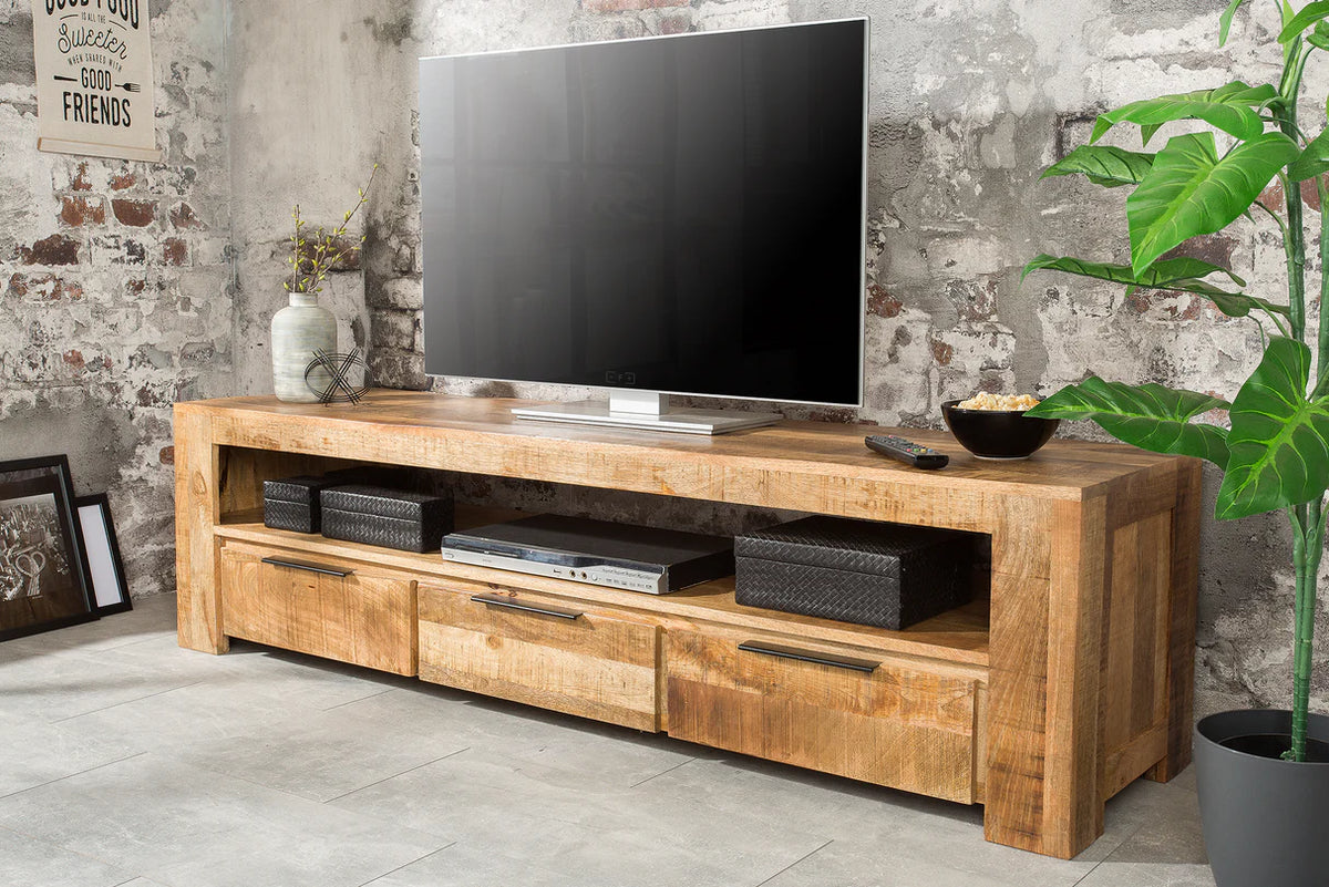 IRON CRAFT TV stand 170 cm industrial style mango wood natural