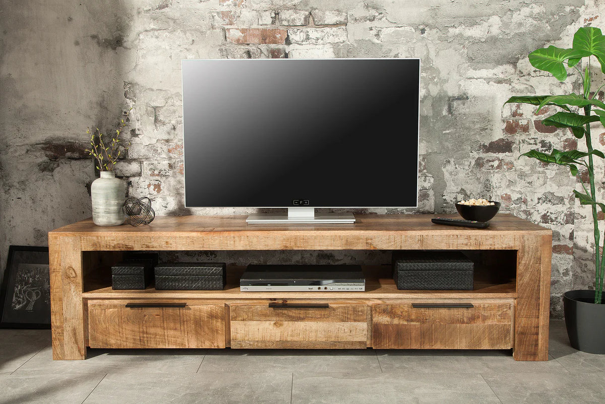 IRON CRAFT TV stand 170 cm industrial style mango wood natural