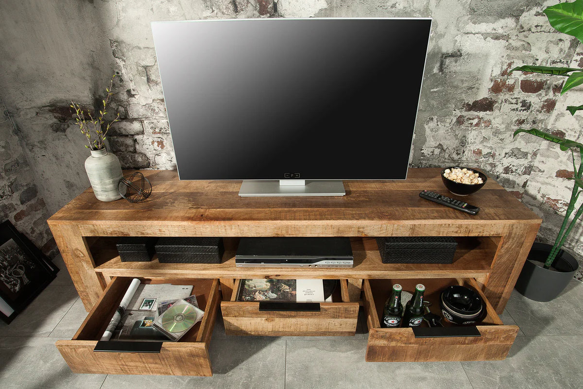 IRON CRAFT TV stand 170 cm industrial style mango wood natural