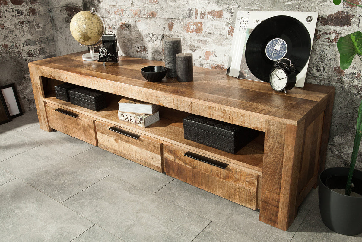 IRON CRAFT TV stand 170 cm industrial style mango wood natural