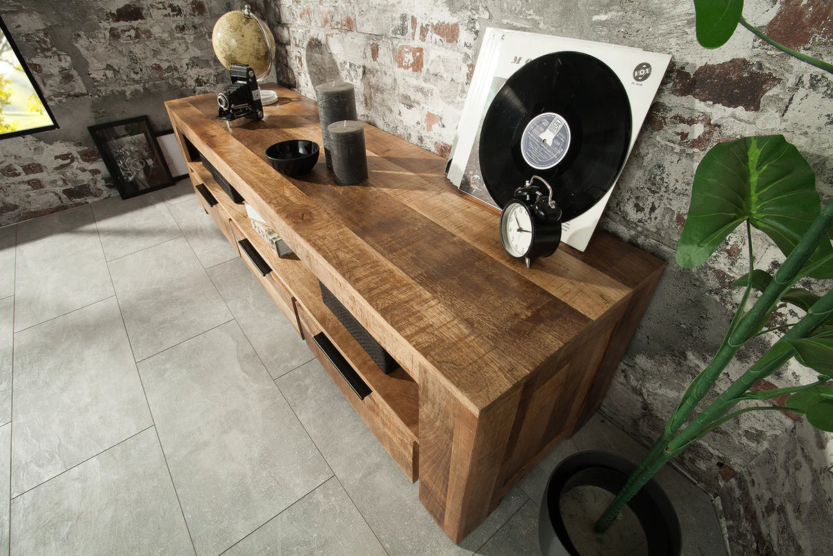 IRON CRAFT TV stand 170 cm industrial style mango wood natural