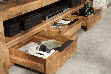 IRON CRAFT TV stand 170 cm industrial style mango wood natural