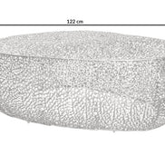 Dohányzóasztal LEAF 122 cm kézzel készült ezüstszínű fémből