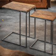 BARRACUDA side table set of 2 recycled wood