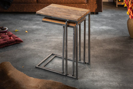 BARRACUDA side table set of 2 recycled wood