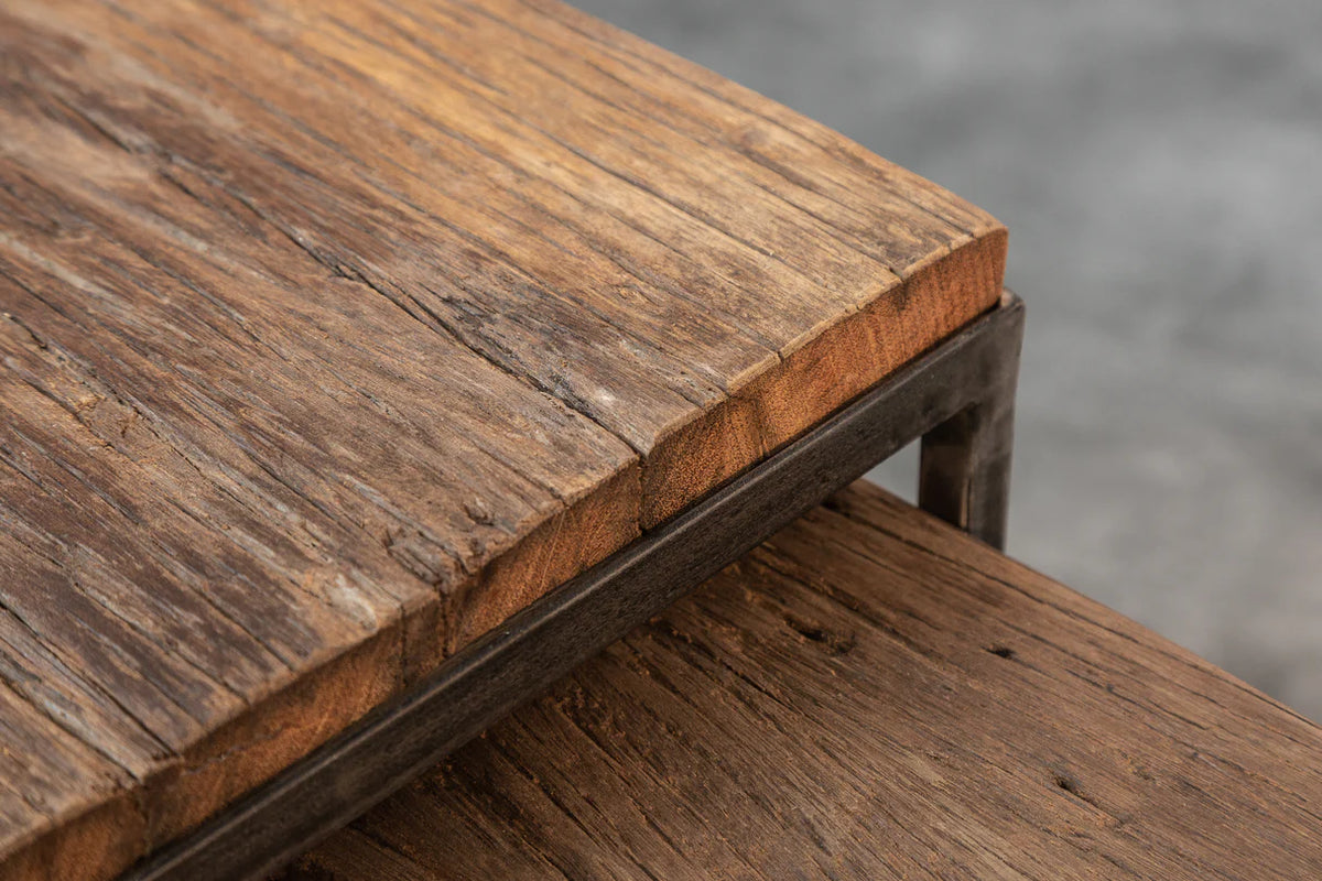 BARRACUDA side table set of 2 recycled wood