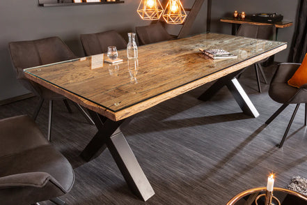 BARRACUDA dining table 220cm X-legs natural w/o glass top