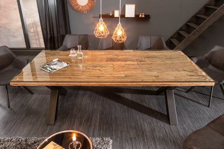 BARRACUDA dining table 220cm X-legs natural w/o glass top