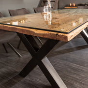 BARRACUDA dining table 220cm X-legs natural w/o glass top