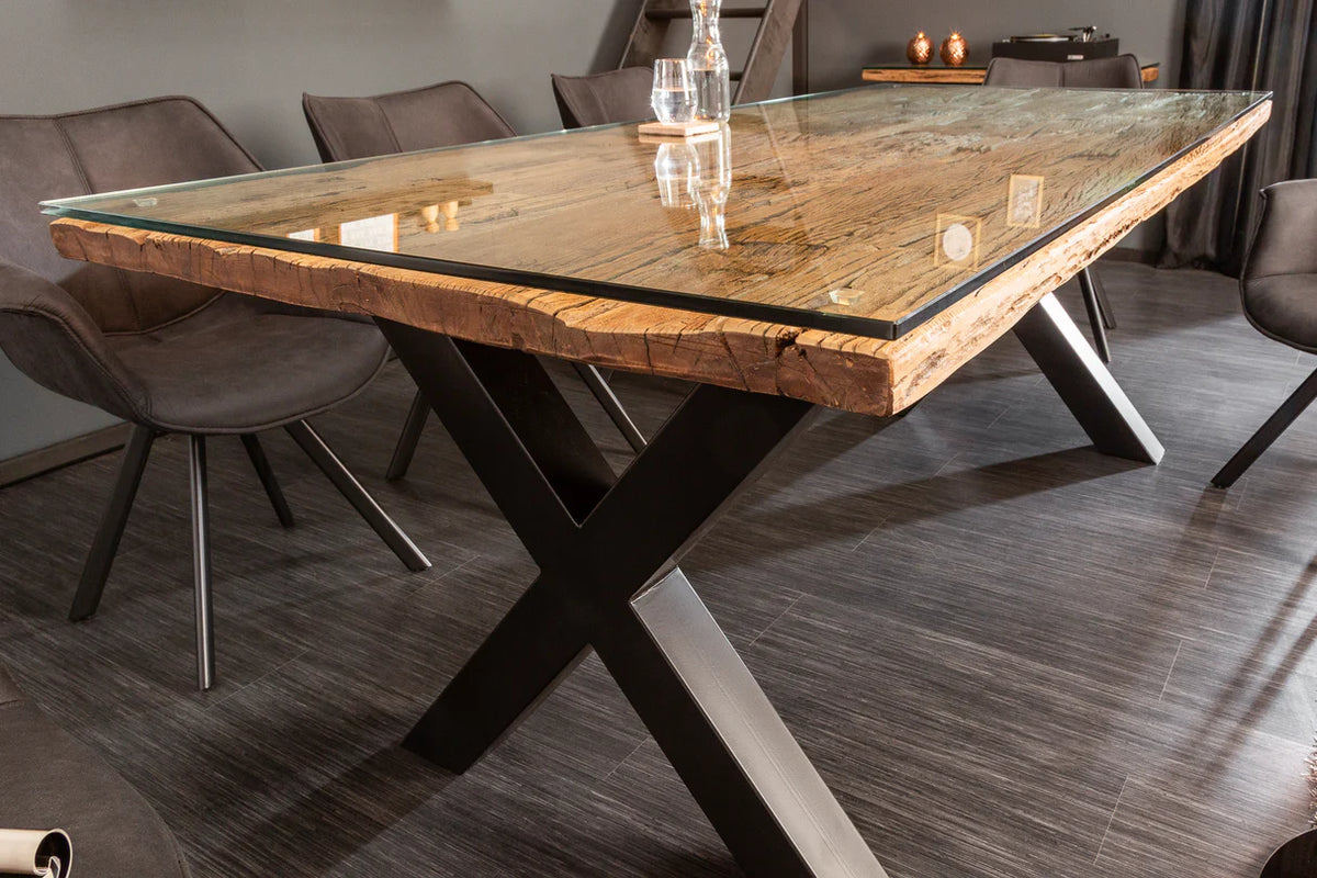 BARRACUDA dining table 220cm X-legs natural w/o glass top