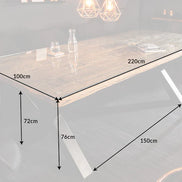 BARRACUDA dining table 220cm X-legs natural w/o glass top