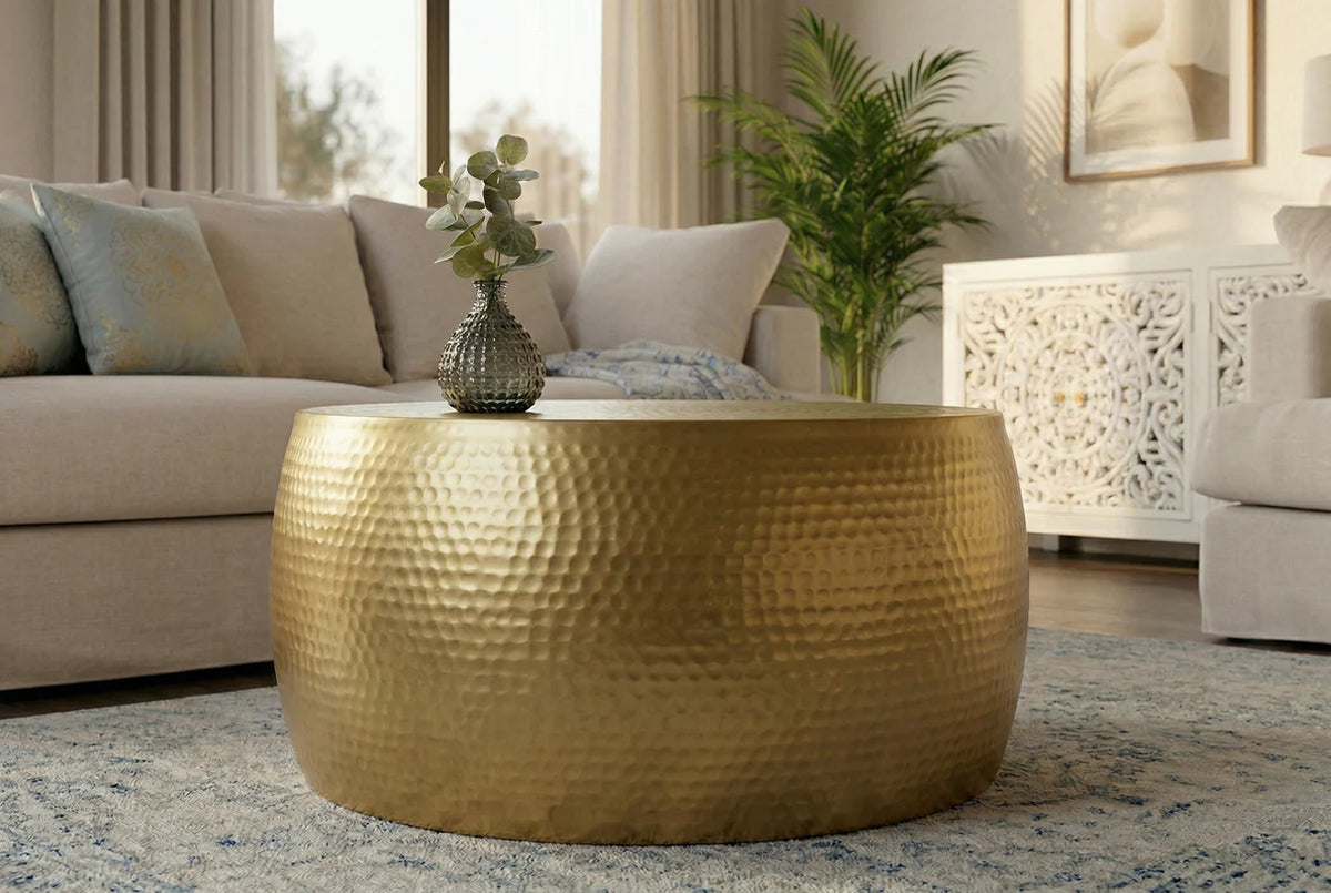 Dohányzóasztal ORIENT II 60 cm kalapált hatással arany