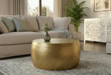Dohányzóasztal ORIENT II 60 cm kalapált hatással arany