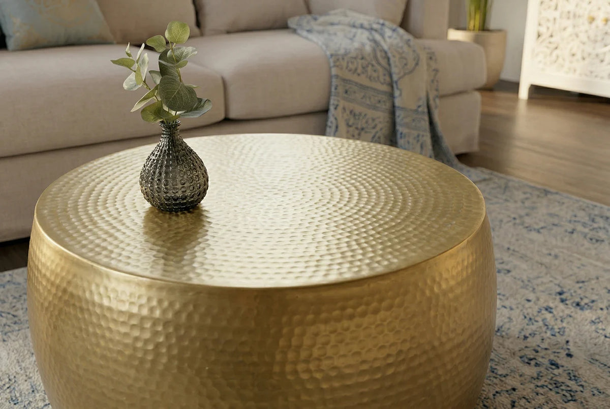 Dohányzóasztal ORIENT II 60 cm kalapált hatással arany