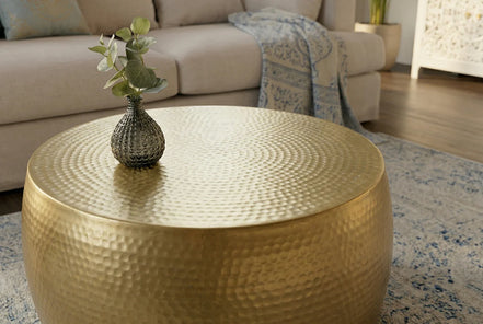 Dohányzóasztal ORIENT II 60 cm kalapált hatással arany