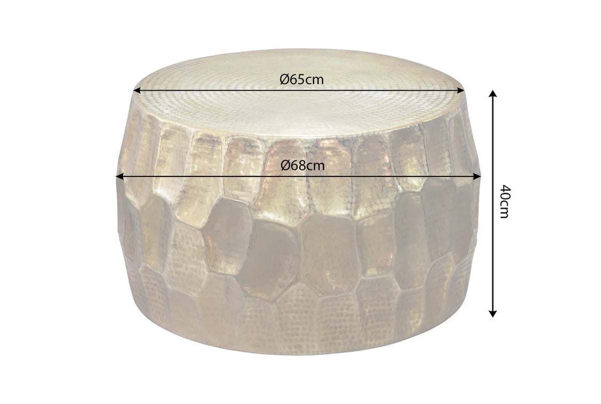 Dohányzóasztal ORGANIC ORIENT 70 cm kalapált hatással arany