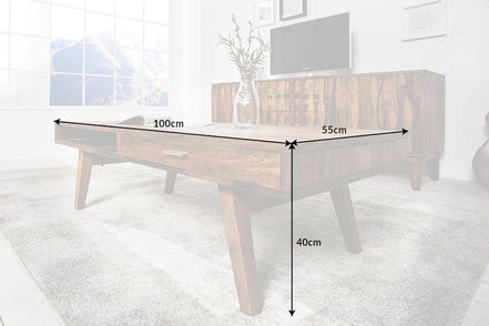 Coffee table RETRO 100cm sheesham wood