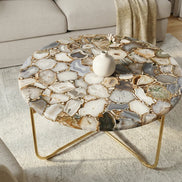 NOBLE coffee table 62cm agate blue white
