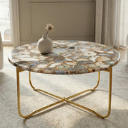 NOBLE coffee table 62cm agate blue white
