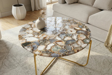 NOBLE coffee table 62cm agate blue white