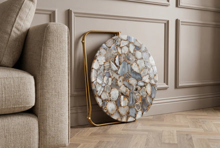 NOBLE coffee table 62cm agate blue white