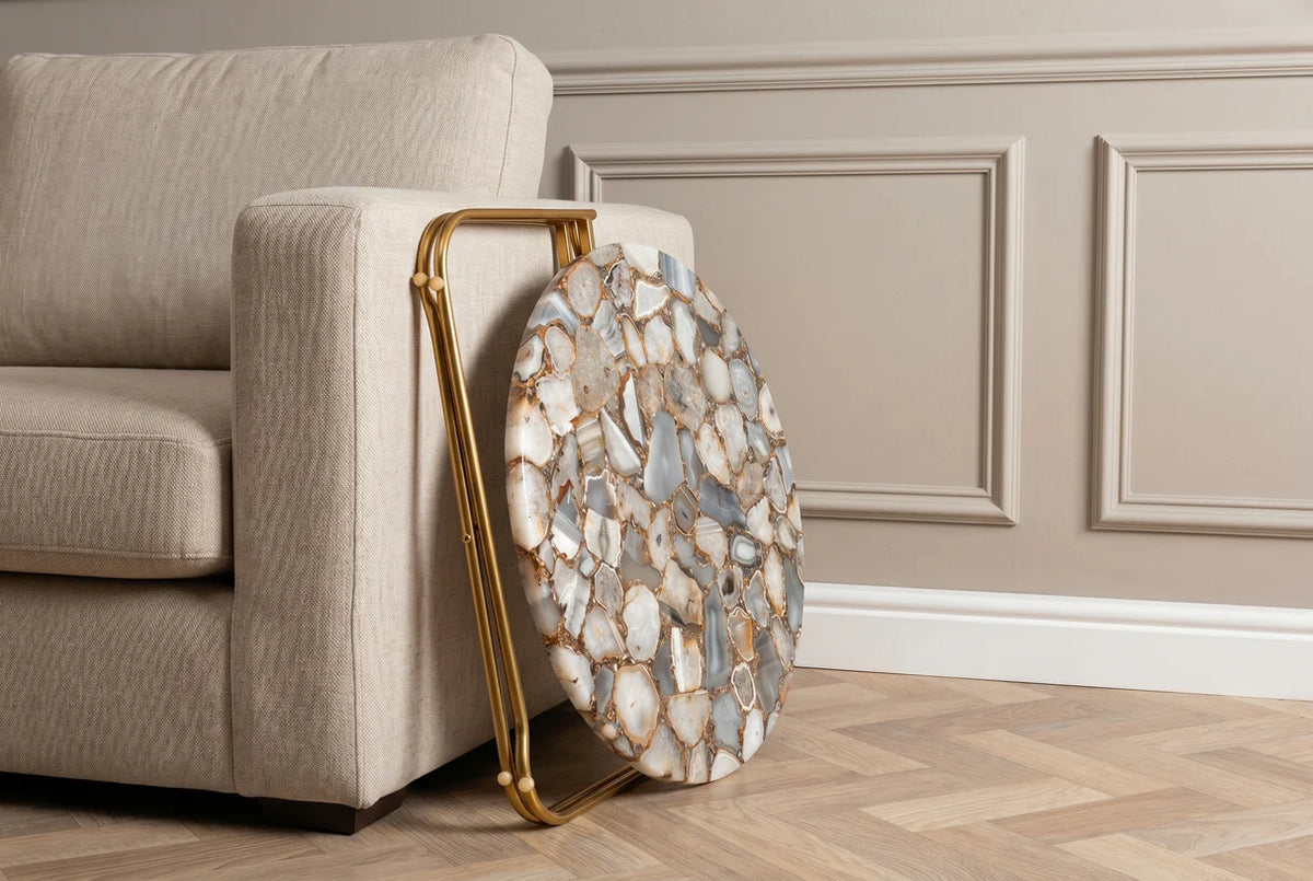 NOBLE coffee table 62cm agate blue white