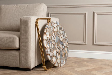 NOBLE coffee table 62cm agate blue white