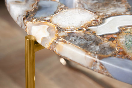 NOBLE coffee table 62cm agate blue white