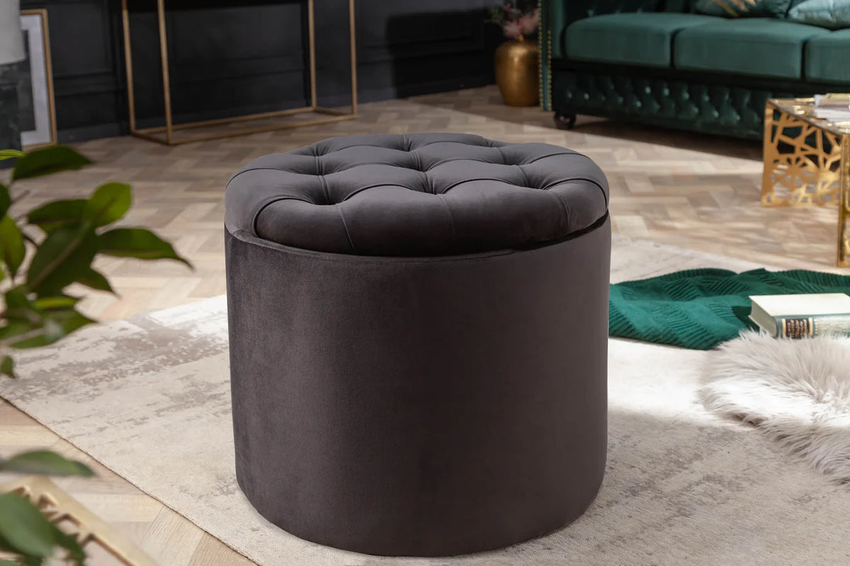 Lábtartó MODERN BAROCK STORAGE 50 cm bársony fekete