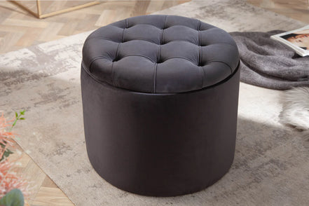 Lábtartó MODERN BAROCK STORAGE 50 cm bársony fekete