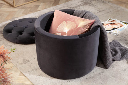 Lábtartó MODERN BAROCK STORAGE 50 cm bársony fekete