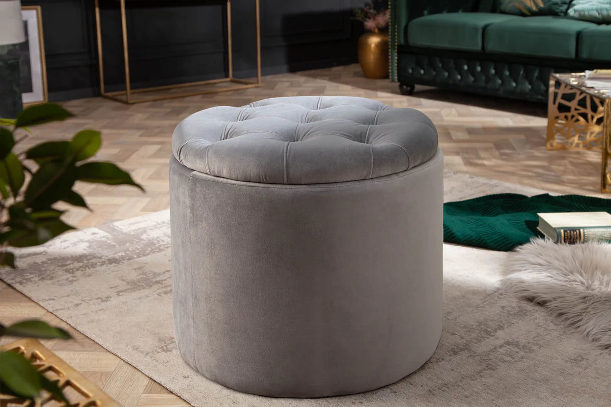 Lábtartó MODERN BAROCK STORAGE 50 cm bársony ezüst