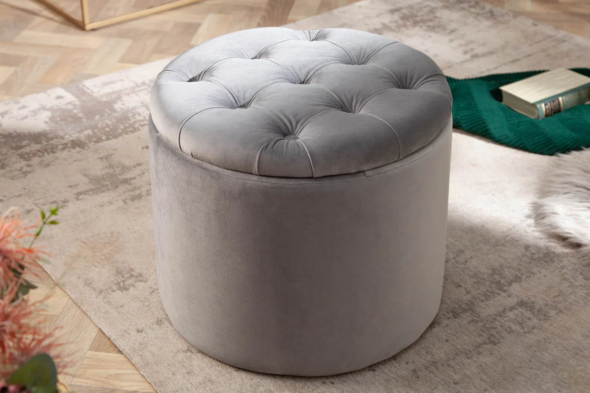 Lábtartó MODERN BAROCK STORAGE 50 cm bársony ezüst