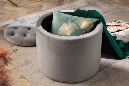 Lábtartó MODERN BAROCK STORAGE 50 cm bársony ezüst