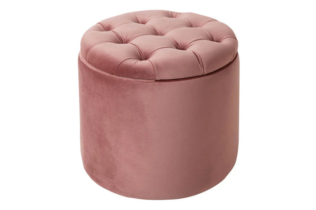 Lábtartó MODERN BAROCK STORAGE 50 cm bársony púderrózsaszín