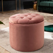 Lábtartó MODERN BAROCK STORAGE 50 cm bársony púderrózsaszín