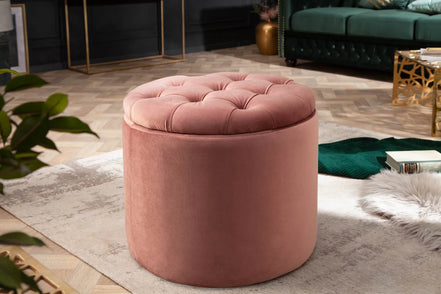 Lábtartó MODERN BAROCK STORAGE 50 cm bársony púderrózsaszín